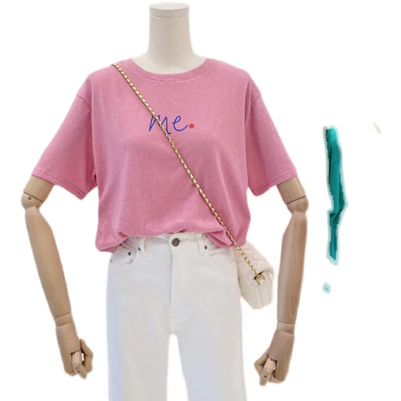 

Women's Plus Size Loose T Shirt Top 2021 Simple Letter Printed Comfortable Thin Shirt Female Short Sleeve Round Neck T Shirt