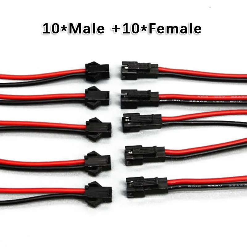 

5/10 Pairs 2.54mm SM 2 Pin Connector Male Female Plug 24AWG Wire Cable Connectors For LED Strip Light