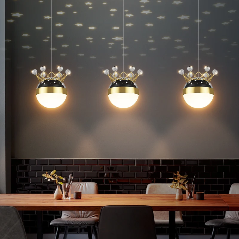 

Minimalist Creative Luster Star Moon Projection LED Pendant Light for Bedroom Living Dining Room Bedside Entrance Hall Home Deco