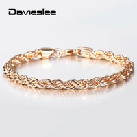 56mm 585 rose gold color twisted rope link chain bracelet for women men party wedding jewelry female accessories 20cm dcb47