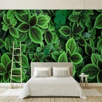 milofi large wallpaper mural modern minimalist small fresh green leaves plants watercolor tv background wall