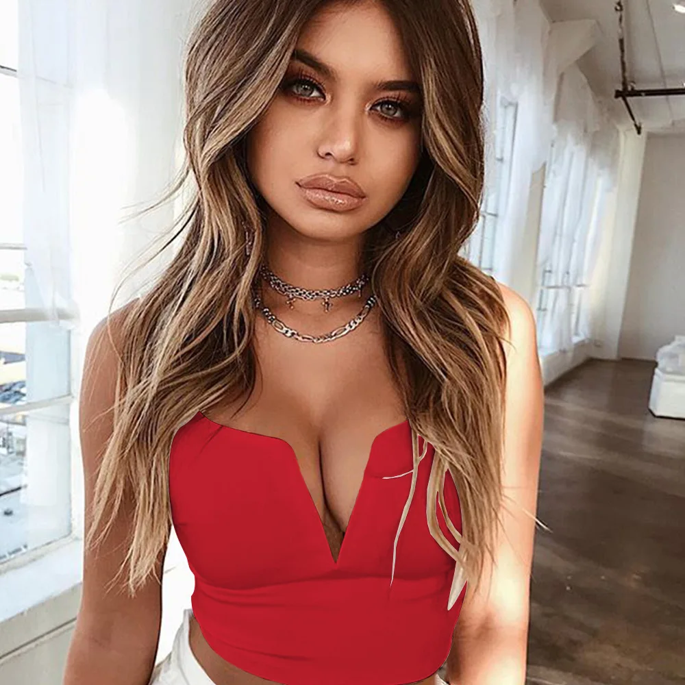 Облегающая футболка разноцветный сексуальный топ с v образным вырезом 2020