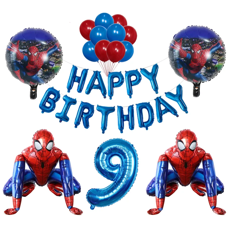 Globo de aluminio 3D de superh&eacute;roes para ni&ntilde;os, decoraci&oacute;n de fiesta de cumplea&ntilde;os de spiderman, juguete para baby shower, accesorios para fotos-5