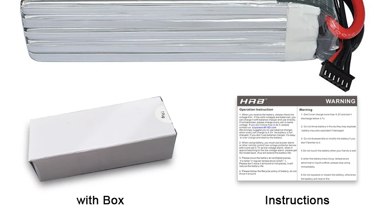 HRB Lipo 5S 18.5V Battery, HAD WARNING Octritieninien pt with Box Instruction