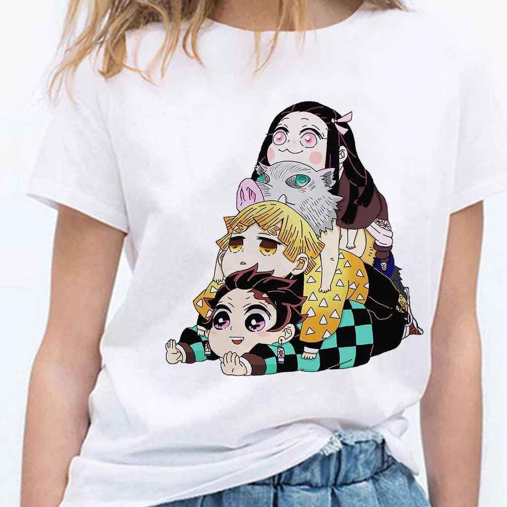 

Demon Slayer Kimetsu No Yaiba Print Womens Clothing Funny T shirts Summer Tops Tumblr Graphic Tee White Short Sleeve Anime Vogue