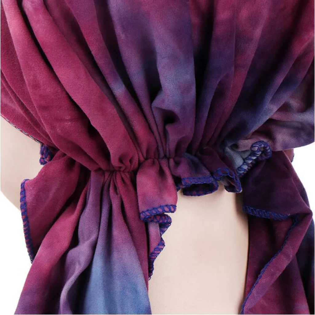 

2021 New Women Fashion Muslim Hijab Cancer Chemo Tie-dye Print Hat Turban Soft Ruffle Head Scarf Ladies Tied Wrap Bandana