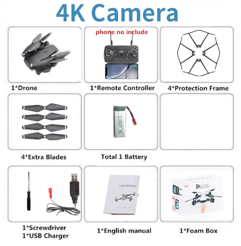 RC Дроны с камерой HD 1080P RC вертолет с высокой фиксацией RC Квадрокоптер с камерой Дрон профессиональные игрушки для детей# E - Цвет: Black 4K