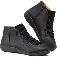 new black pu leather ankle boots women autumn winter cross strappy vintage women punk boots flat ladies shoes woman botas mujer