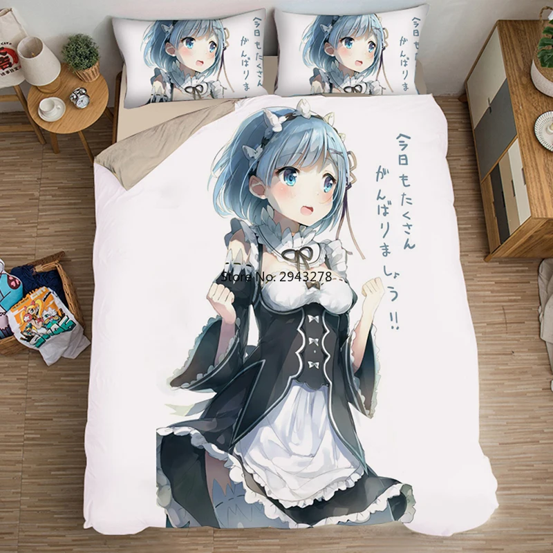 

Life In A Different World From Zero 3D Anime Rem Bedding Set Duvet Covers Rem Comforter Bedding Sets Bedclothes Bed Linen
