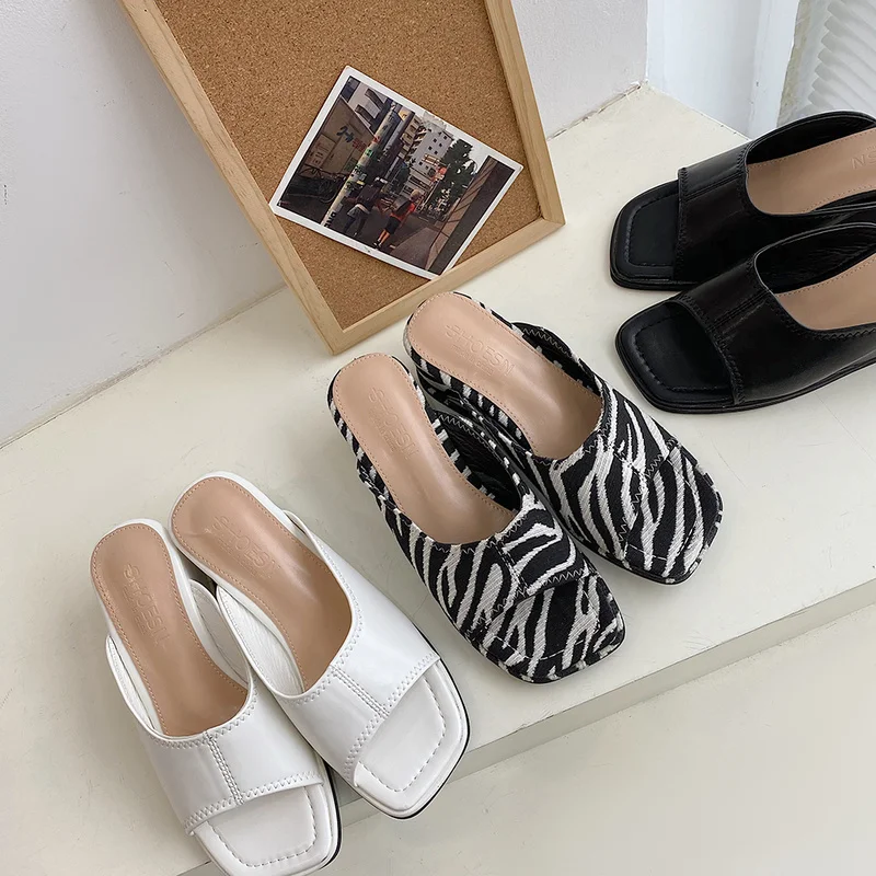 

Женские шлепанцы на танкетке, универсальные шлепанцы в стиле ретро с принтом зебры, новинка весны/лета 2021