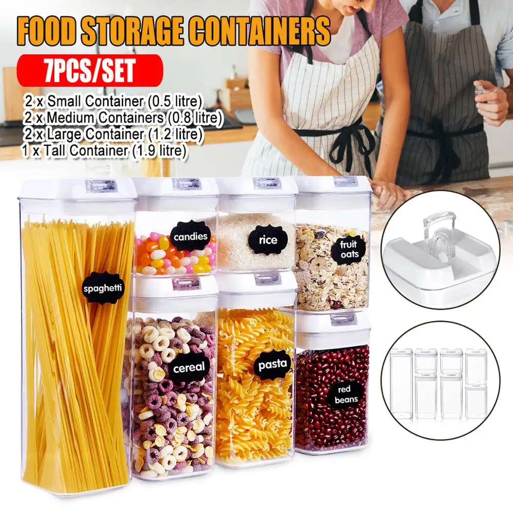 Pantry Organization & Food Storage Containers with Airtight Lids Set of 7