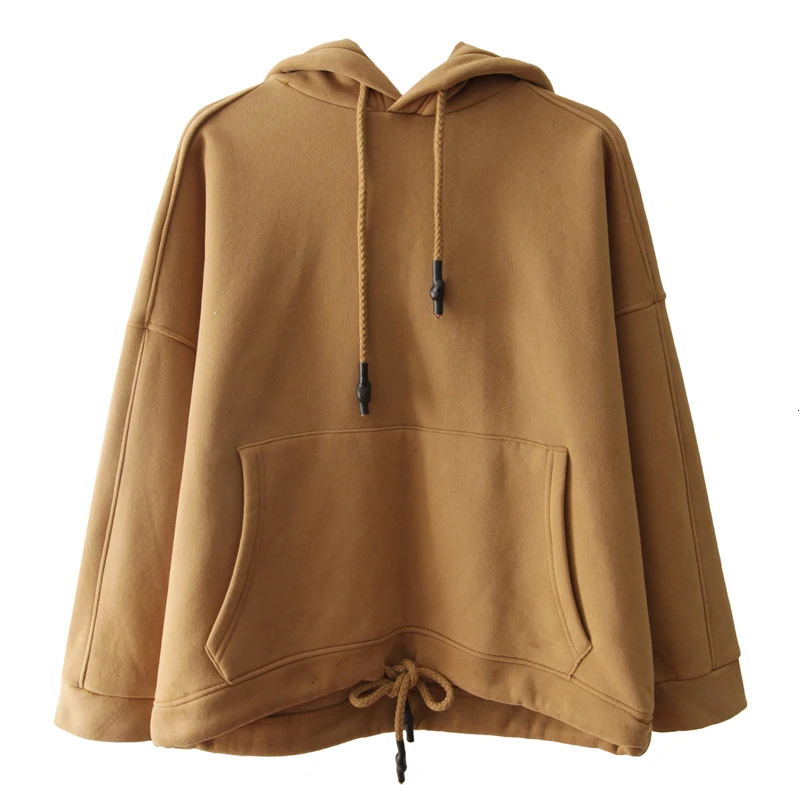 

Casual Loose Solid Color Long-sleeved Pullovers Hoodies Female Sweatshirt Women Harajuku Clothes Streetwear Oversized Hoodie Za