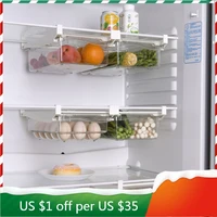 2021kitchen fruit food storage boxes plastic clear fridge organizer slide under shelf drawer box rack holder refrigerator drawer