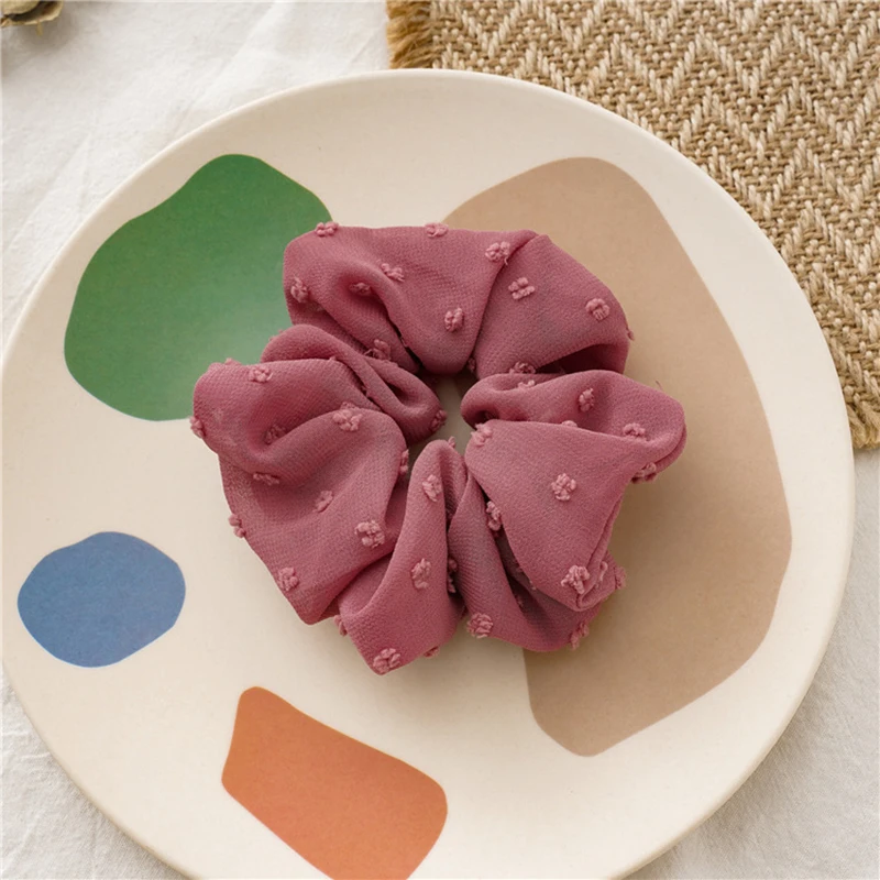 Женские резинки для волос в горошек корейские Однотонные фиксации хвостиком