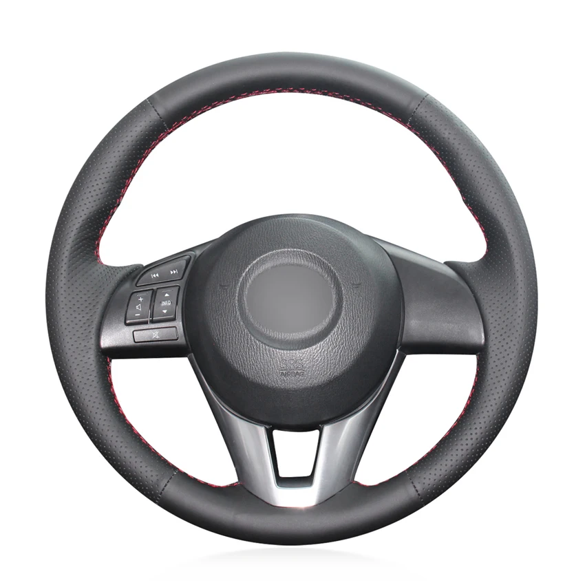

Black Genuine Leather Car Steering Wheel Cover for Mazda 3 Axela Mazda 6 Atenza Mazda 2 CX-3 CX-5 Scion iA Toyota Yaris iA