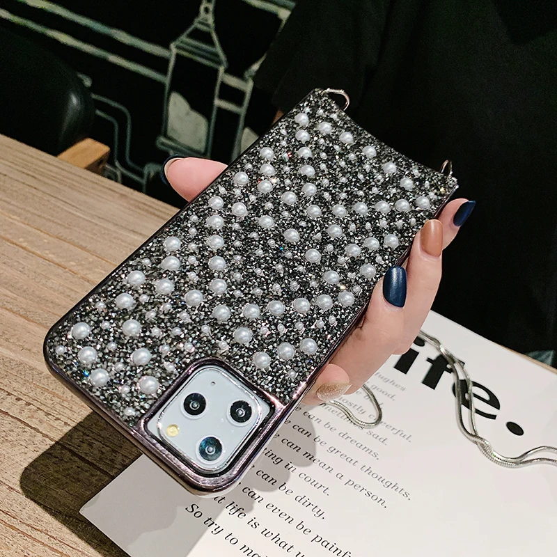 Женский Блестящий жемчужный чехол для iPhone 11 Pro Max SE 2020 10X7 8 Plus Наплечная Сумка через