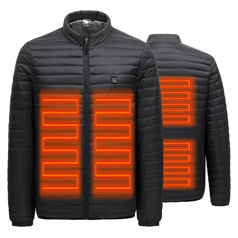 

Men Light weight cotton Winter Warm USB Heating Jackets Smart Thermostat Pure Color Heated Clothing Waterproof Warm Jacket