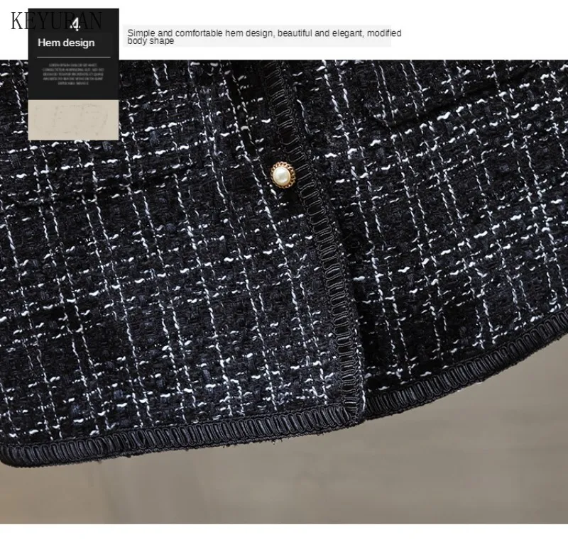 

Plus Size Women Autumn Winter Two Piece Set Single-breasted Long sleeve Plaid Woolen Vest Coat and Knitted Sweater 2 Piece Set