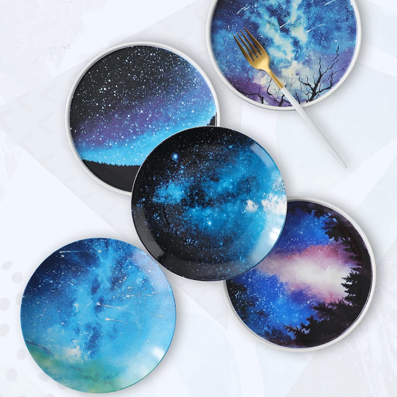 8-дюймовая тарелка для завтрака из костяного фарфора со звездами посуда домашнее