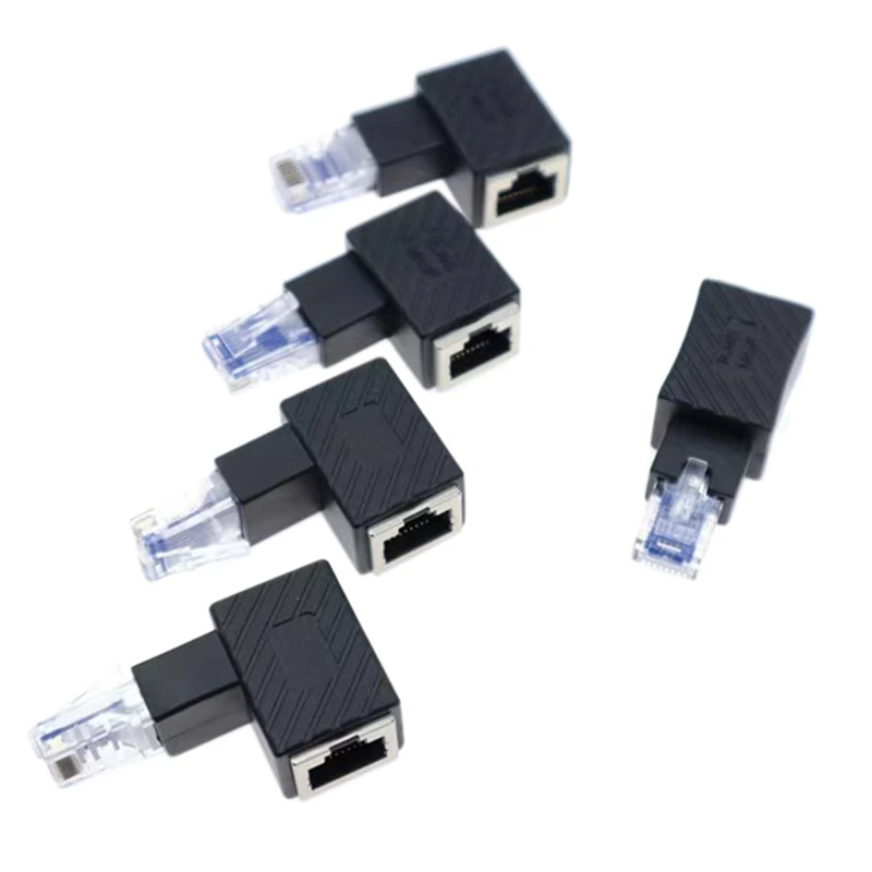 

5PCS High Quality 90 Degree UP Down Left Right RJ45 Cat 5E 6E Cat7 Male to Female Lan Ethernet Network Extension Adapter