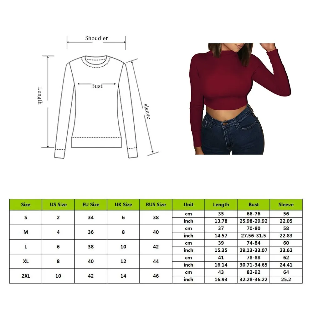 

Autumn Solid Color Tight-fitting Female Tee Shirt 2020 Women Crop Top Women's Tight Shirt Casual Button Long Sleeve Clothes