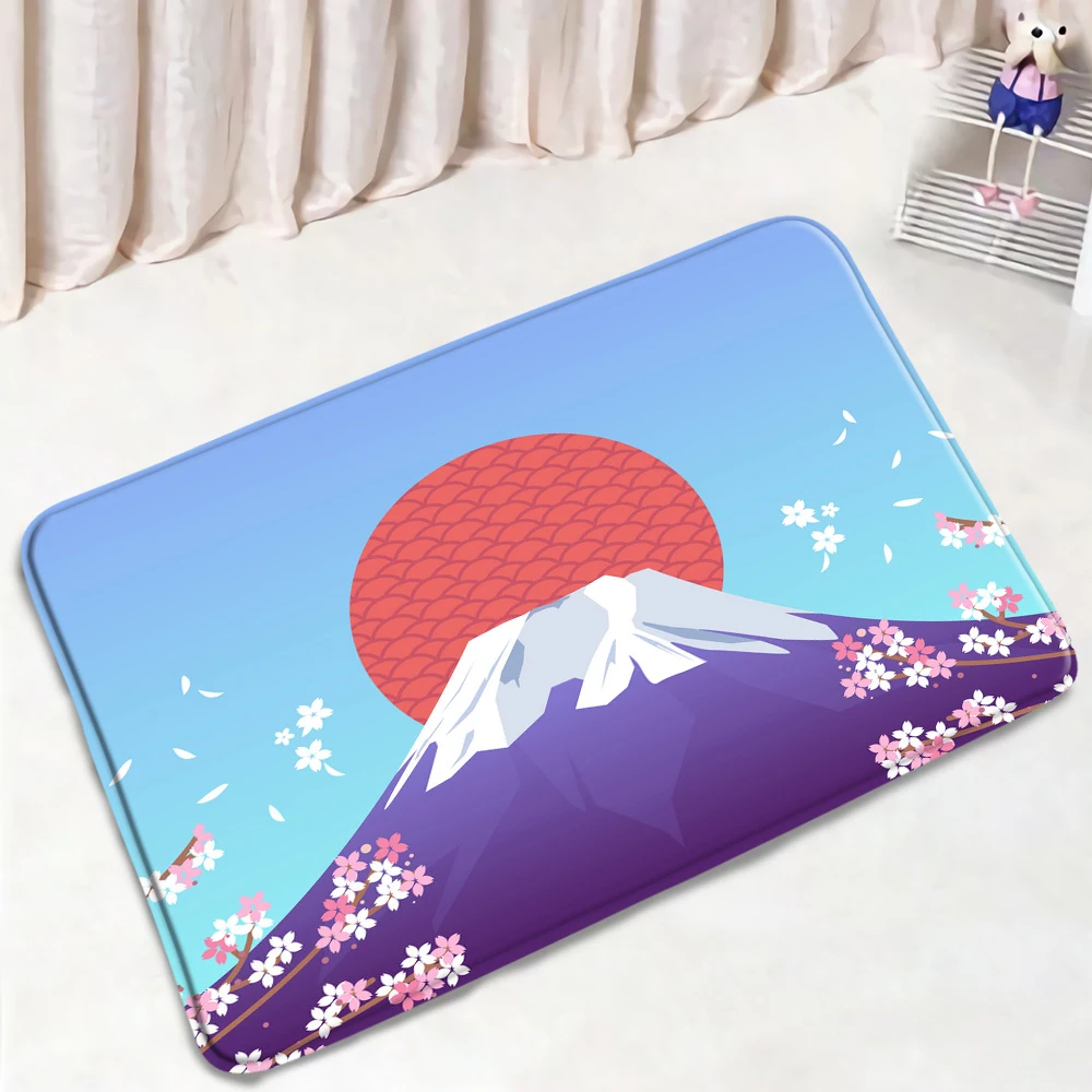 Коврик для ванной с японским пейзажем впитывающий нескользящий спальни кухни