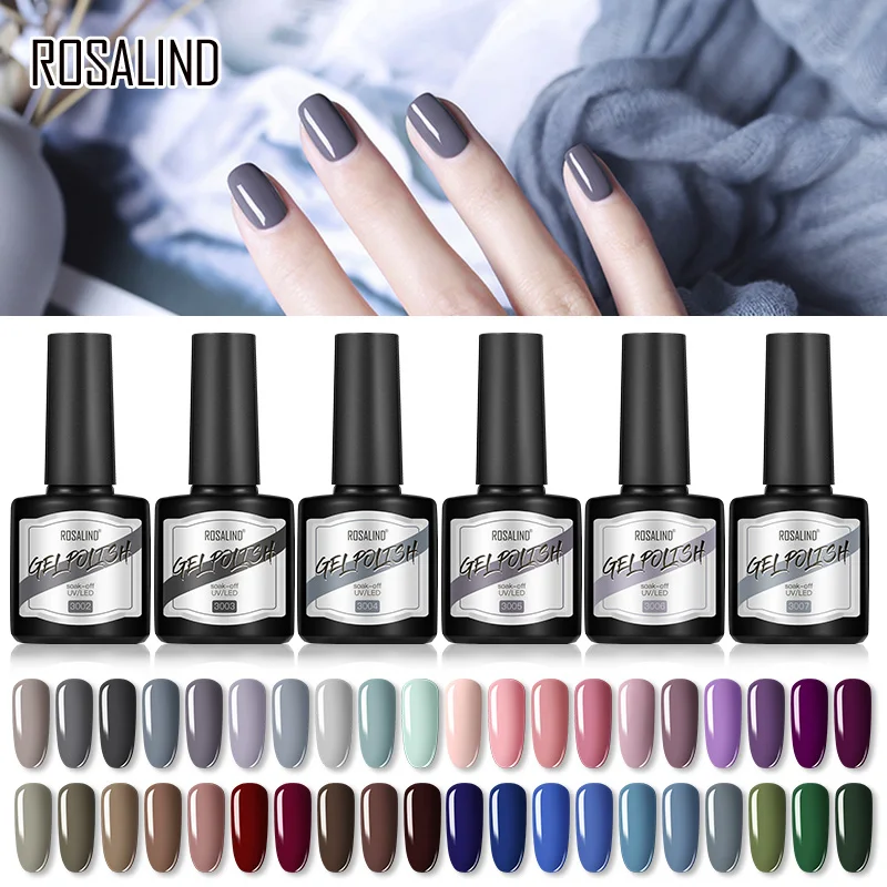 Набор гель лаков ROSALIND для ногтей чистые цвета гибридные лаки УФ лампы маникюра
