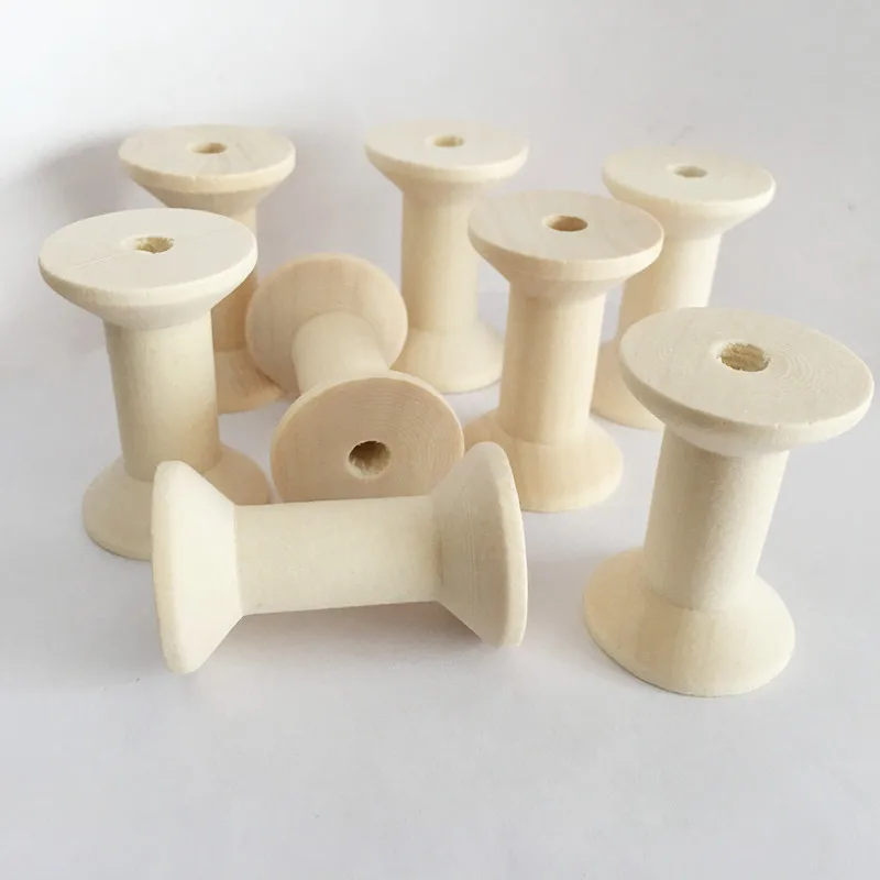 

50pcs Natural Cylinder Wooden Spools 47*31MM