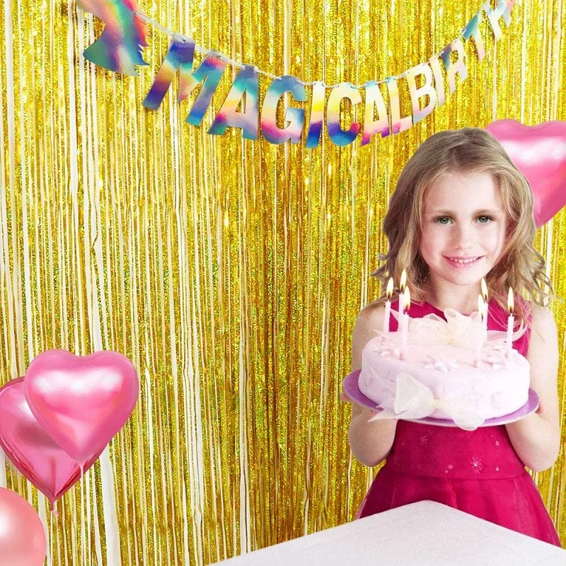 Фон для вечерние занавеска из фольги с бахромой мерцающие дети девочки и мальчик