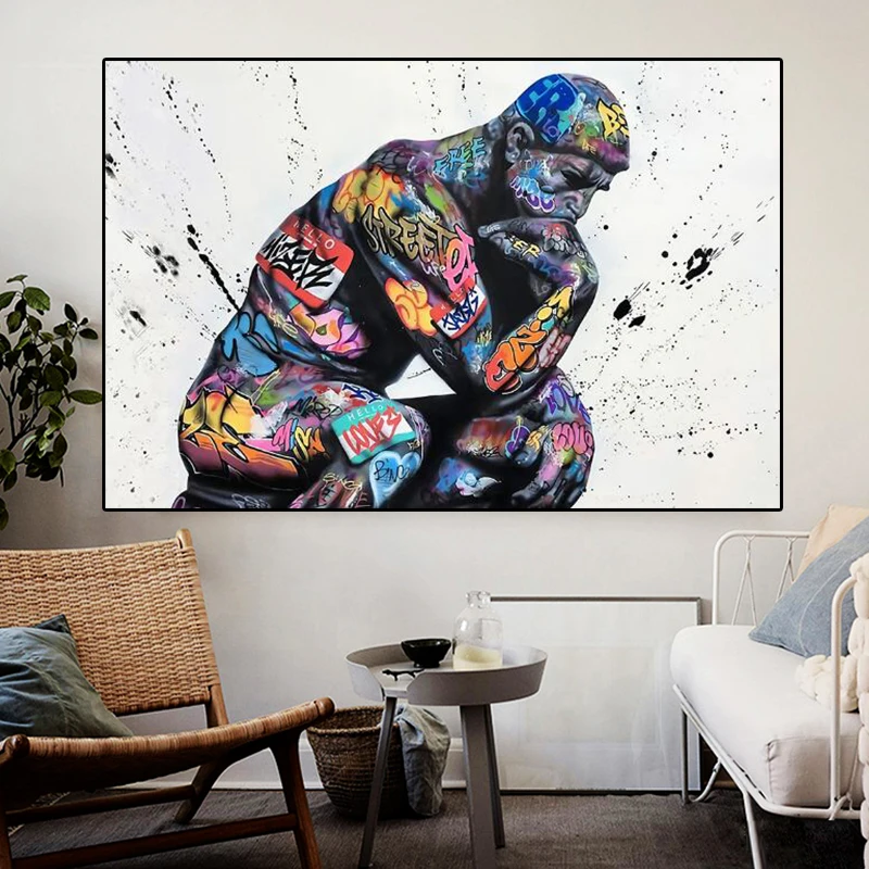 Художественная Картина на холсте граффити истончик плакаты и принты Настенная