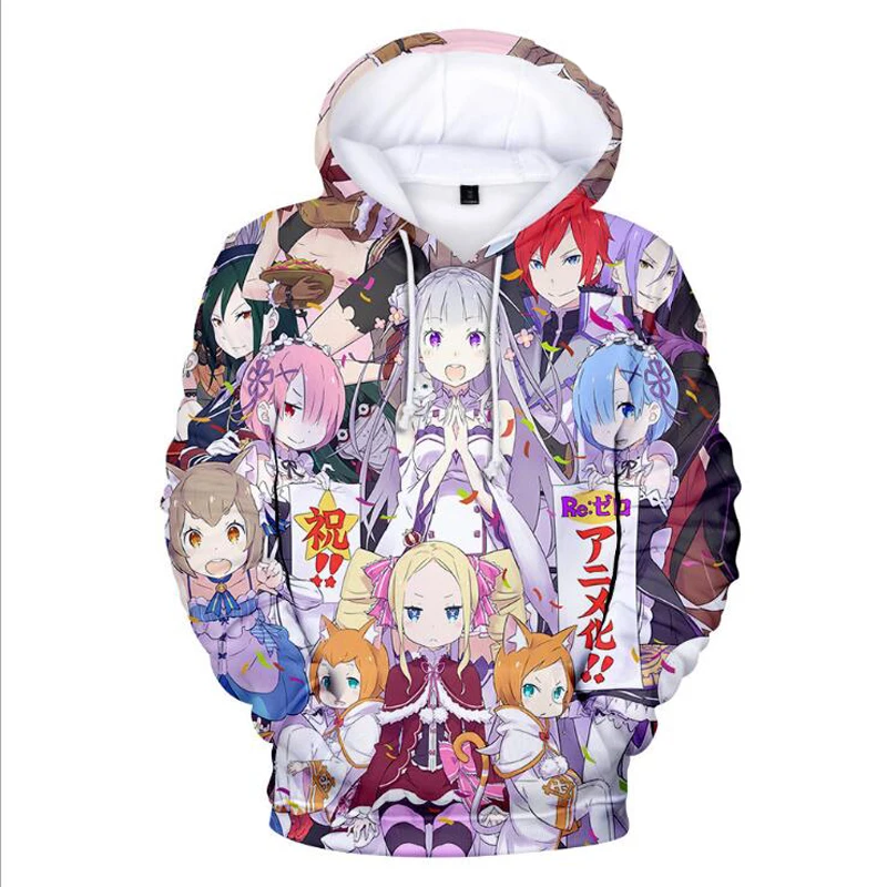 

Anime Re:zero Twin Maid Ram Rem 3D Print Hoodie Pullovers Unisex Sweatshirts Long Sleeve Harajuku Men/womens Pullover Trendy