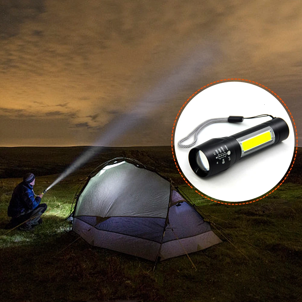 Обновленный новый дизайн usb зарядка мощный флэш-светильник 3800LM XPE COB светодиодный