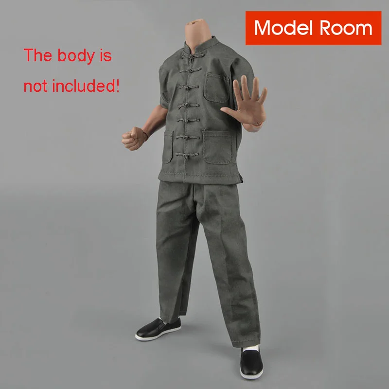 

ZY5048 1/6 Scale Grey Short-sleeved Tang Suit Male Kung Fu Clothes Model Fit 12'' Soldier Action Figure Body In Stock