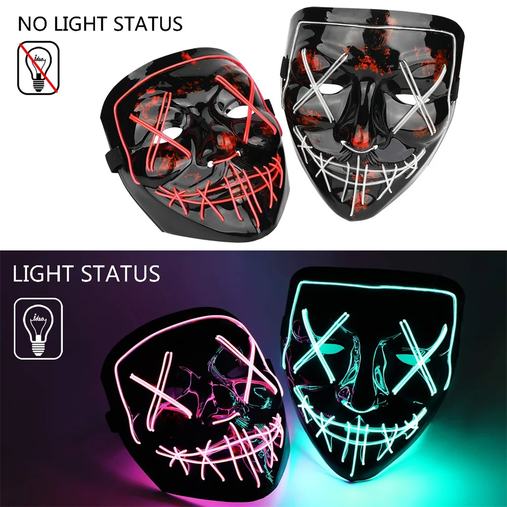 Маска для Хэллоуина маскарадные маски светодиодная маска неоновая ярсветильник