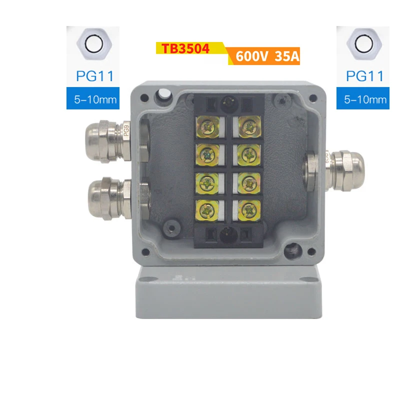 1 in 2 out box 35A IP65 водонепроницаемый кабель проводки алюминиевая распределительная коробка 1 вход 1 выход 80*76*57 мм с UK2.5B din-рейку клеммные блоки - Цвет: 1 in 2 out box 35A
