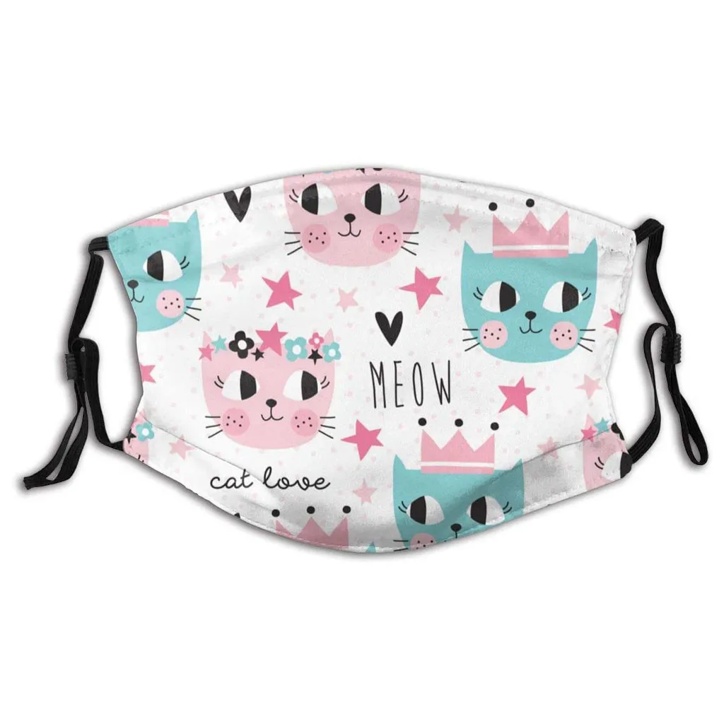 Многоразовые маски для рта женские лица с рисунком кошки и любви моющиеся