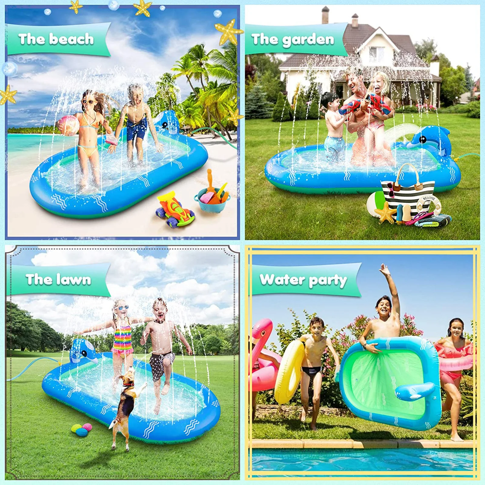 

Sprinkler Water Toy Inflatable Swimming Pool Inflatable Fountain Outdoor Splash Pool For Kids Water Park Family Water Party