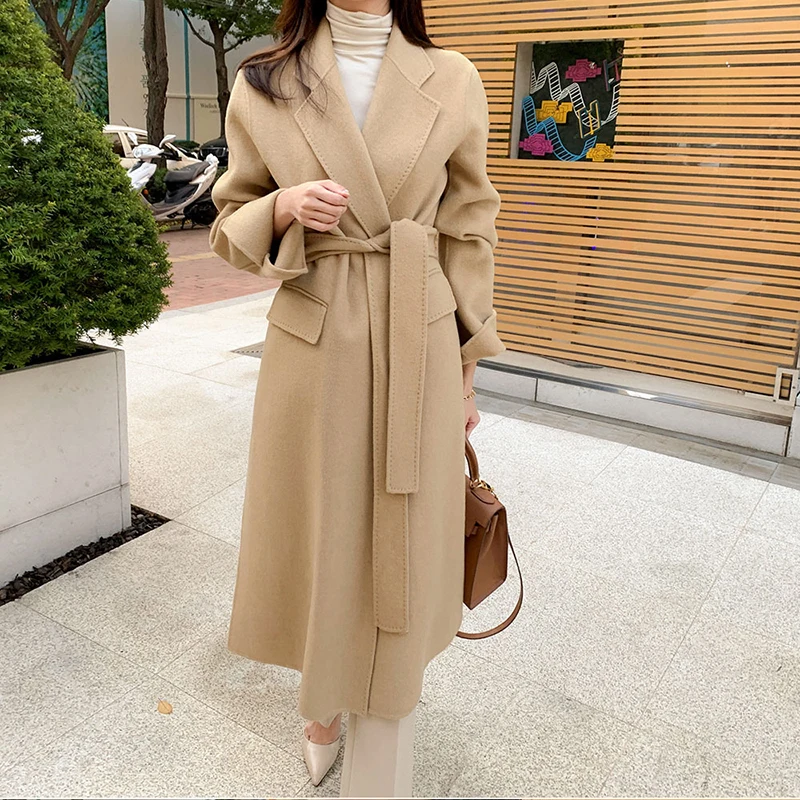 

New wool wind double long cashmere coat whom edition high end contracted the show thin cloth coat can customized big size