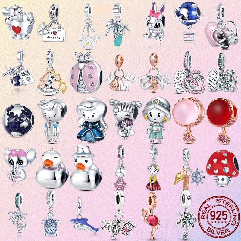 

2021 New 100% Original Design 925 Sterling Silver Elephant Shark Charm Bead Fit Original Pandora Bracelets DIY Jewelry For Women