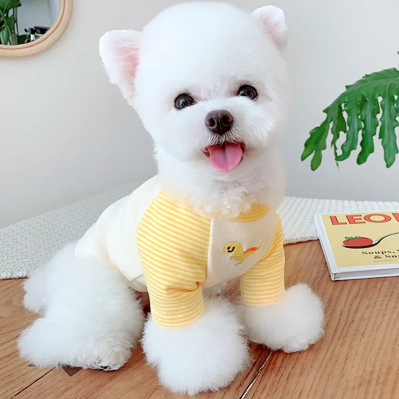 Winter Pet Dog Clothes Cartoons Dinosaur Embroidery Cute Shirt Chothes For Puppy Basis Knitted Yorkshire Outdoor | Дом и сад