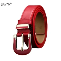 cantik ladies high quality red cowskin belts leather cover alloy pin buckles jean clothing accessories women freeshipping fca025