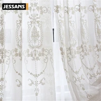 european voile sheer curtains for window bedroom lace curtains fabrics drapes embroidered white tulle curtains for living room