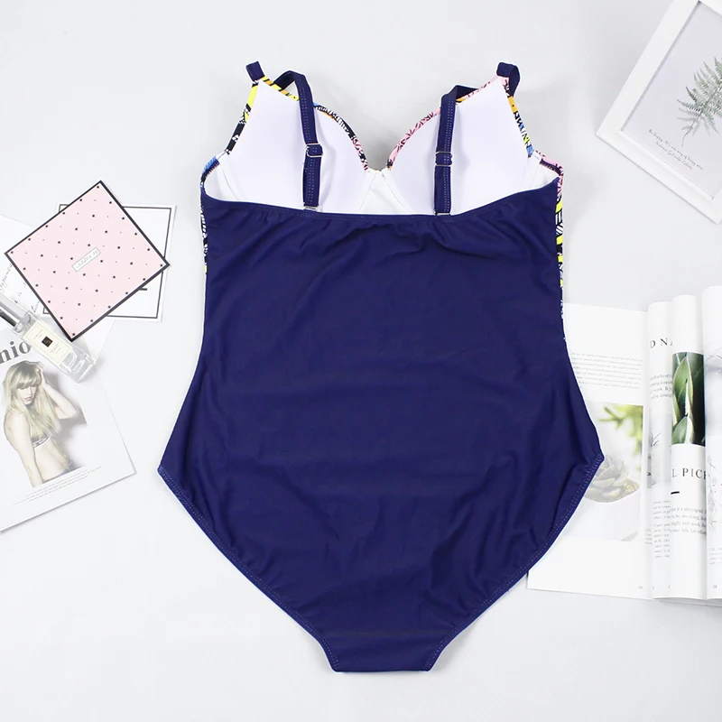 

Bikini 2021 One Piece Swimsuit Women Push Up Swimwear Monokini Bodysuit Plus Size Beach Wear Retro Bathing Suit Female XXL