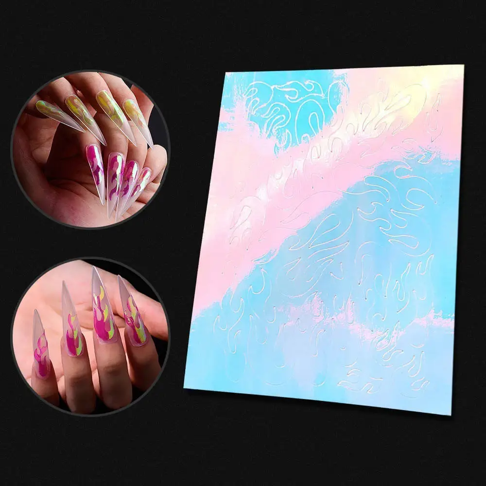 16 шт./компл. огнеупорная полоса Голографическая лента для ногтей стикер дизайна s
