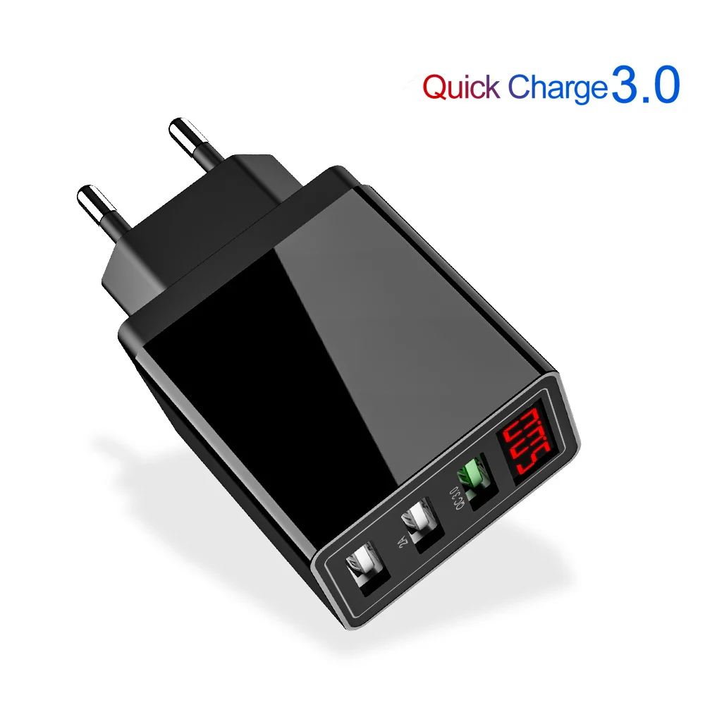 led display Jellico QC 3,0, 3 порта, USB зарядное устройство для телефона, светодиодный дисплей, штепсельная вилка европейского стандарта, всего макс. 3 А, умное быстрое зарядное устройство, мобильное настенное зарядное устройство для iPhone, iPad - Тип штекера: led display