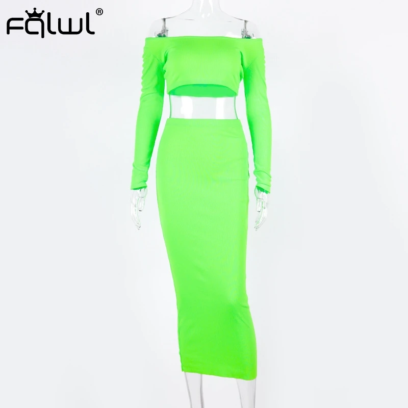 FQLWL осеннее трикотажное платье с длинным рукавом женский сарафан открытыми