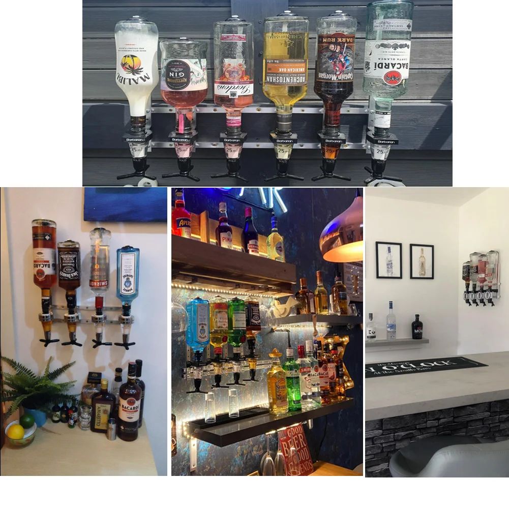 

4 Bottle Wall Wine Beer Drink Dispenser Set Wine Pourer Bottle Bracket Drink Spirit For Home Bar Pub Bracket Drinkware Set