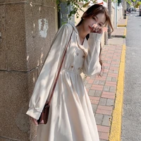 winter 2021 new retro french style slim mid length suit collar temperament long sleeved dress ins super fire womens dress