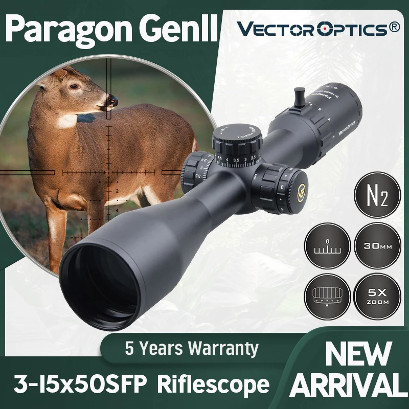 

Vector Optics Paragon GenII 3-15x50 Tactical Riflescope Rifle Scope 1/10 MIL Fit For .308 .338 Long Range Target Field Shooting