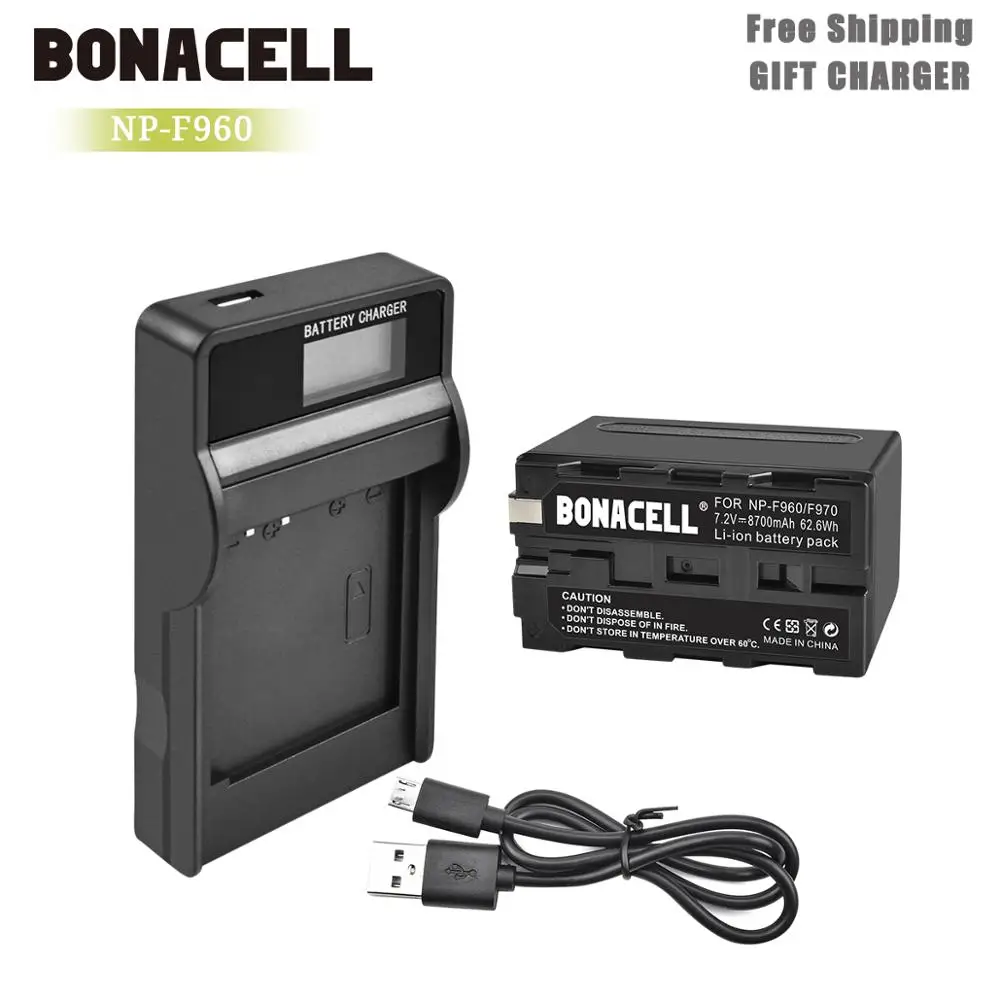 Bonacell 8700 мА/ч, NP-F960 NP-F970 Батарея+ ЖК-дисплей Зарядное устройство для SONY F960 F550 F570 F750 F770 MC1500C 190P 198 F950 HD1000C L50